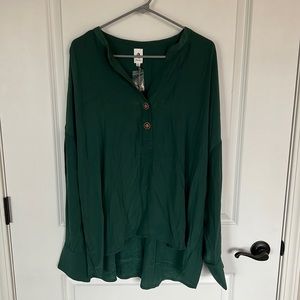 NWT Flawless Green Button Blouse.